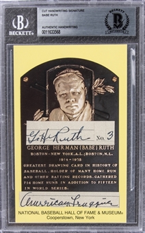 Babe Ruth Handwritten Signed Cut - Beckett 